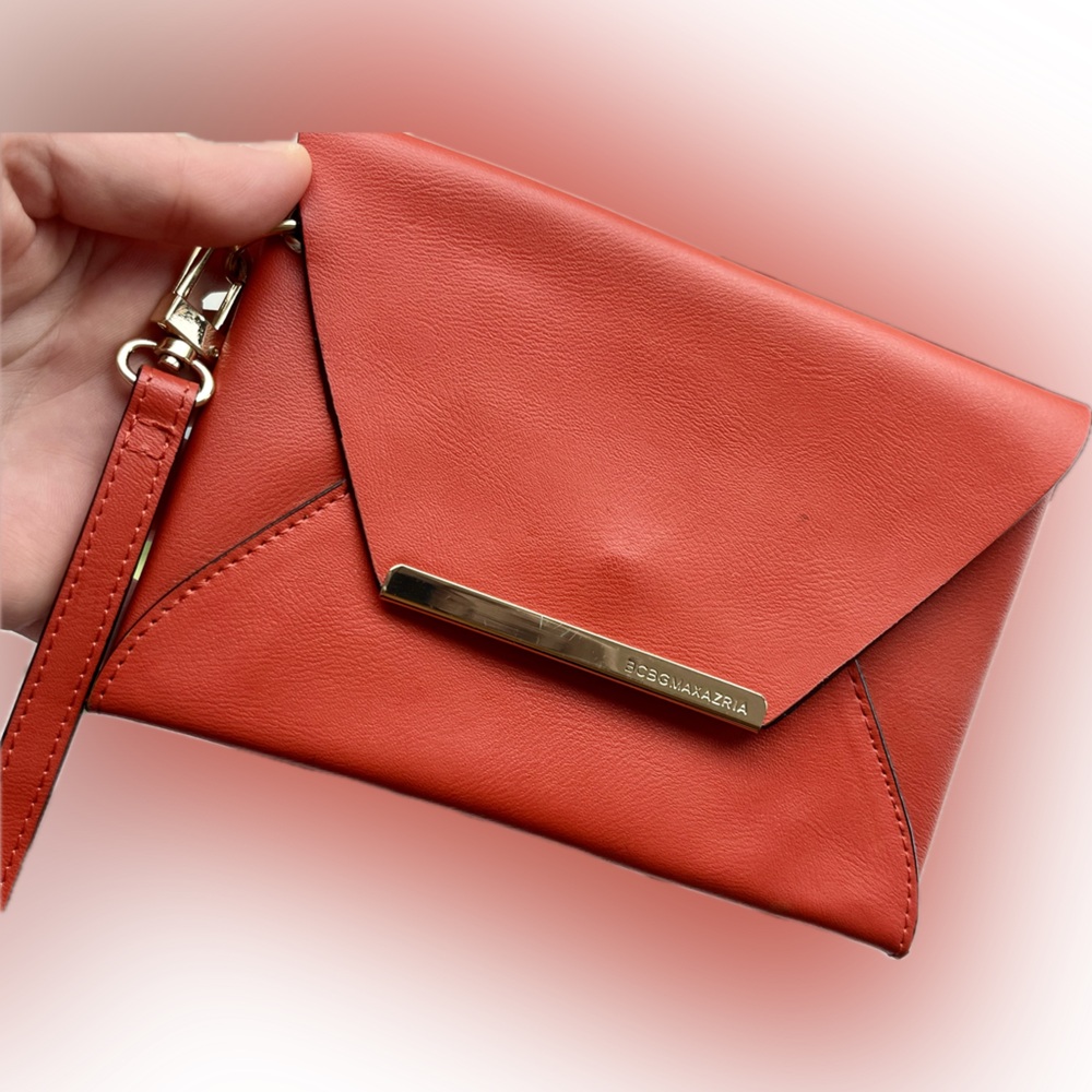 BCBG Orange Envelope Wristlet Clutch